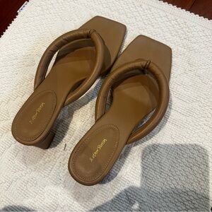 & Other Stores Tan Padded Toe-Loop Mules